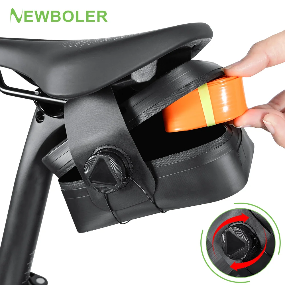 NEWBOLER-bolsa impermeable para SILLÍN de bicicleta, alforjas para bicicleta de montaña y carretera, bolsa de herramientas para bicicleta a rayas reflectantes, accesorios para bicicleta de montaña