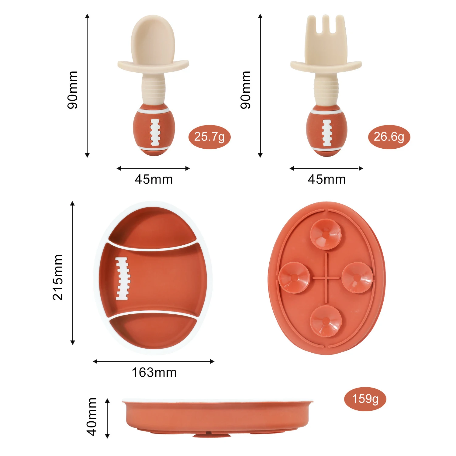 Rugby Silicon Glipper Card Food Grade Children\'S Fedback Suffering Code Date Resistant High Temperature Supplementary Food Dish