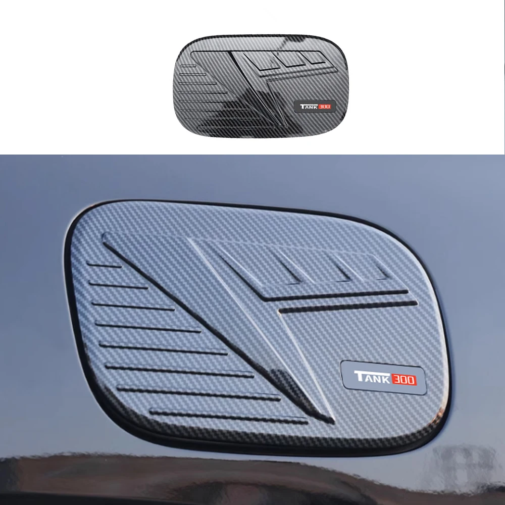 

For GWM WEY Tank 300 Car Fuel Tank Cap Protective Cover Carbon Fiber Pattern Color Body Personalized Modification Accessories