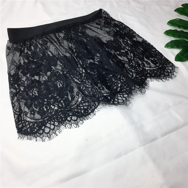 Minirock Sexy Transparenter Spitzen-Mesh-Rock Hemdverlängerung Damen Sommer Mini Schwarz Weiß Kurzer Mikrorock Damen Unterrock