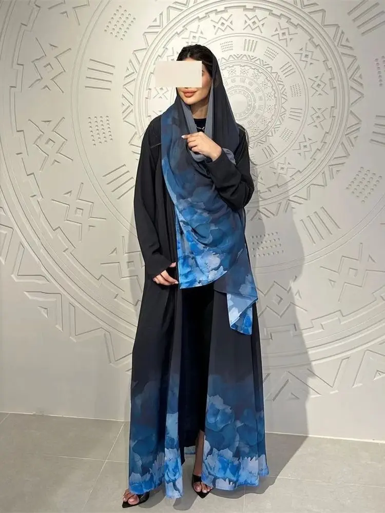 Muslim Women Kimono With Hijab Abaya Damen Dubai Elegant Kaftan Modest Dress Sets Islam Caftan Marocain Robe Femme Musulmane