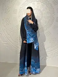 Muzułmańskie kobiety Kimono z hidżabem Abaya Damen Dubai eleganckie Kaftan skromne zestawy sukienek islam kaftan marocain szata Femme Musulmane