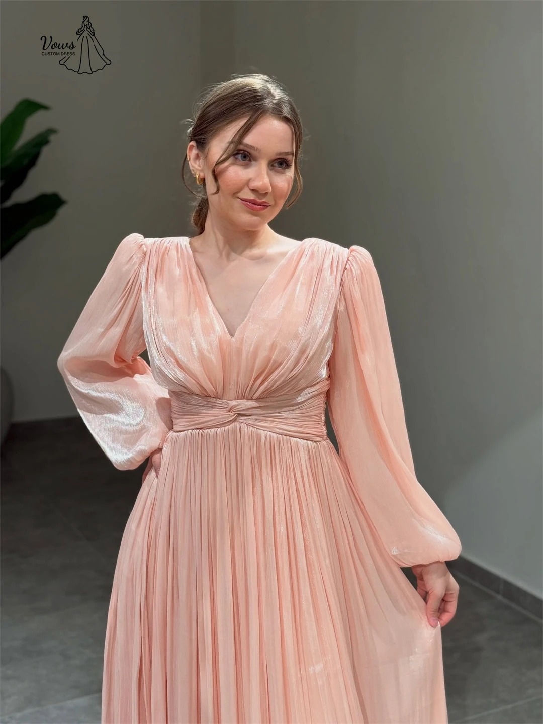 보브 쉬폰 파티 드레스 웨딩 드레스 웨딩 파티 드레스 맞춤 제작 V넥 라인 A라인 이브닝 드레스 럭셔리 2025 프롬 가운