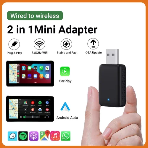 XUDA 2025 nuevo Carplay inalámbrico y Android Auto 2 en 1 Mini caja inteligente WIFI BT conexión automática para Toyota Volvo Benz MG Kia MAZDA FORD