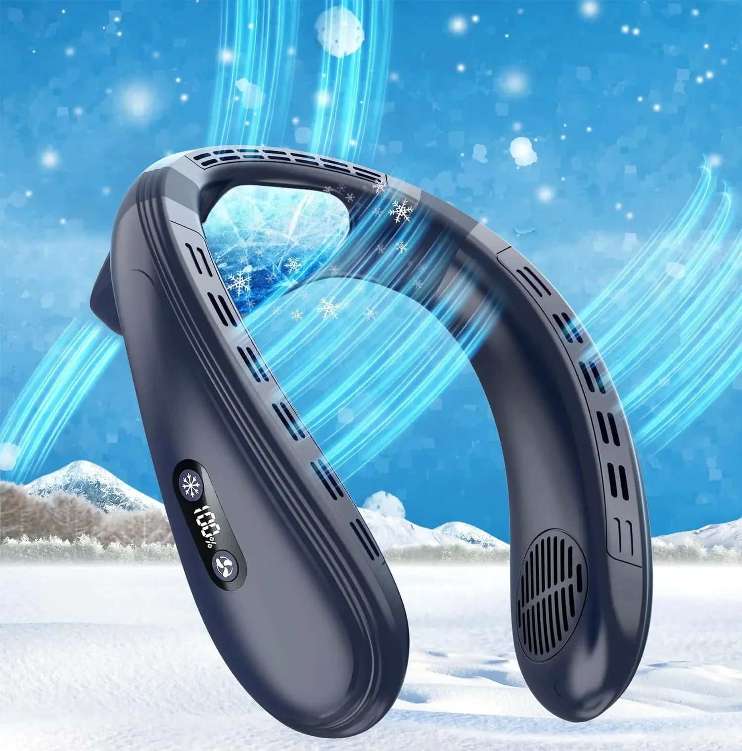 New Neck Air Conditioner Portable Neck Fan Rechargeable Semiconductor Cooling Bladeless Fan Outdoor Personal Fan Wearable