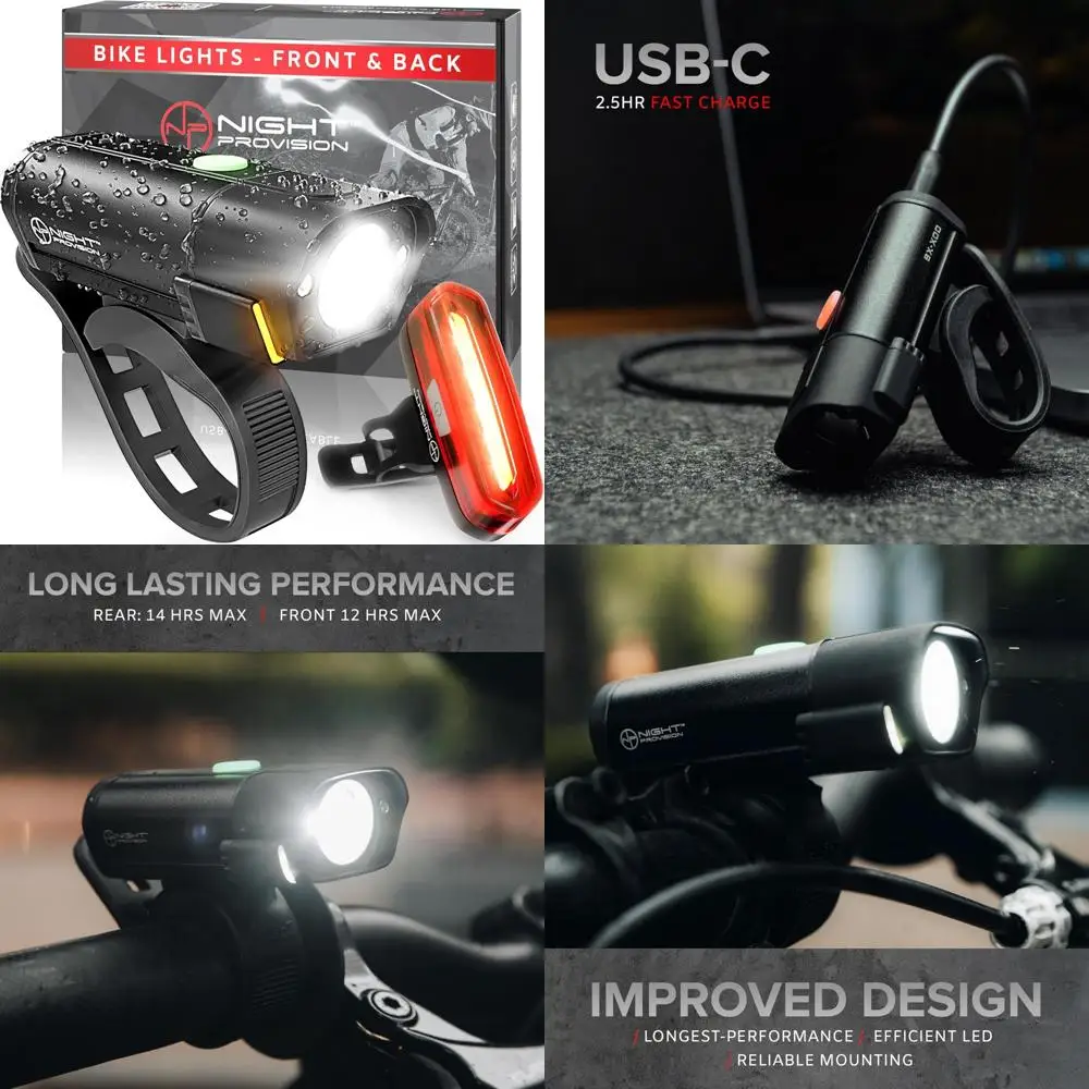 

Комплект велосипедных фонарей серии BX USB-C — спереди и сзади — долговечная перезаряжаемая фара с макс. 12 часов, светодиодная велосипедная лампа для ночной езды, с/