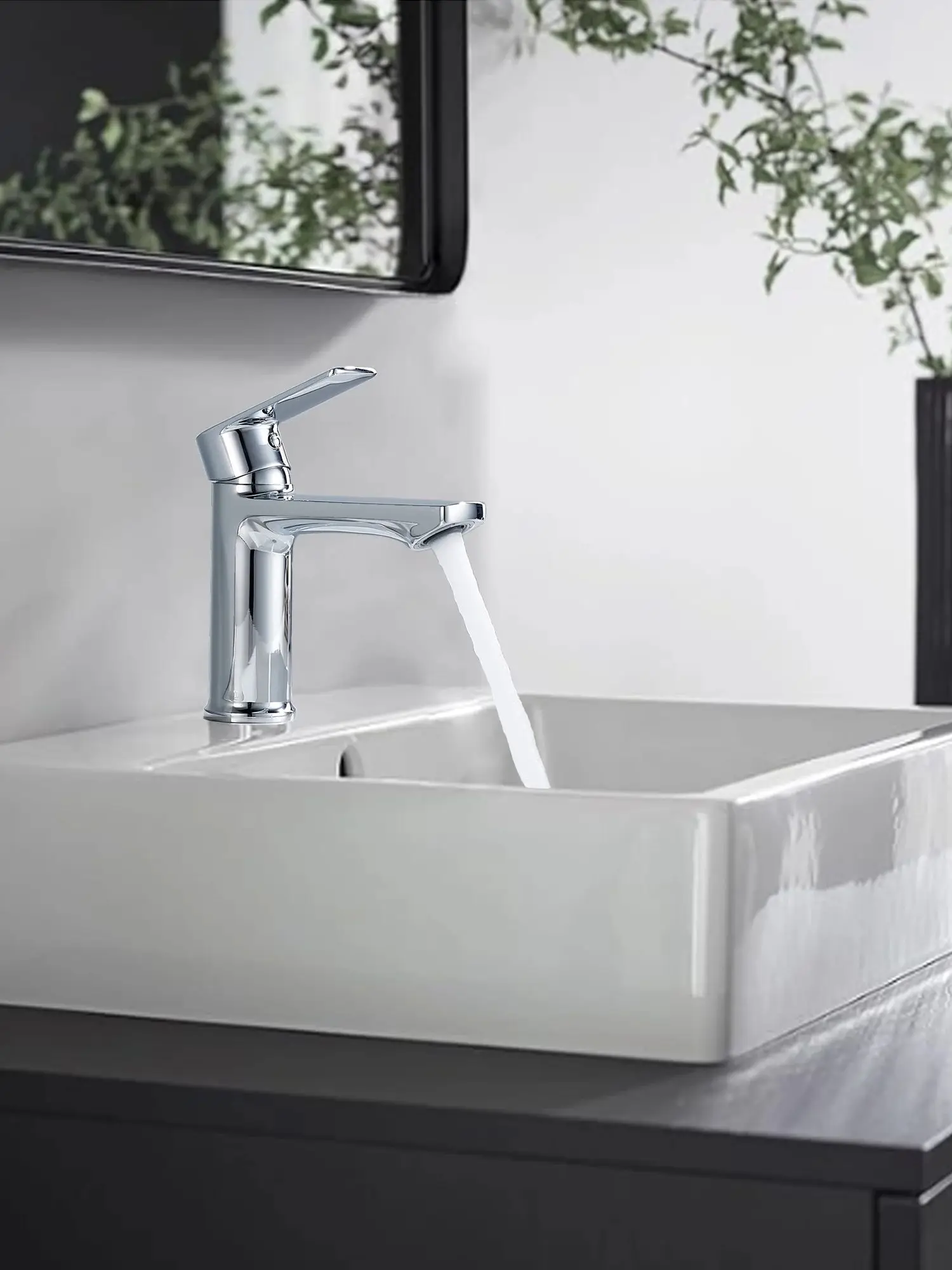 BELZ Wasserhahn Bad, Einhebel-badarmatur, Armatur Badezimmer, Mischbatterie Bad, Höhe 96 mm, Energiesparend Waschbeckenarmatur E