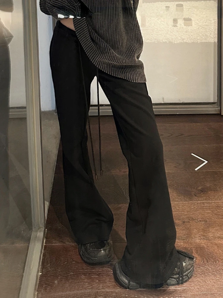 

Black Korean Style Flare Pants Women French Vintage Hight Waist Casual Pants Female Autumn Office Lady Solid Elegant Pants 2023