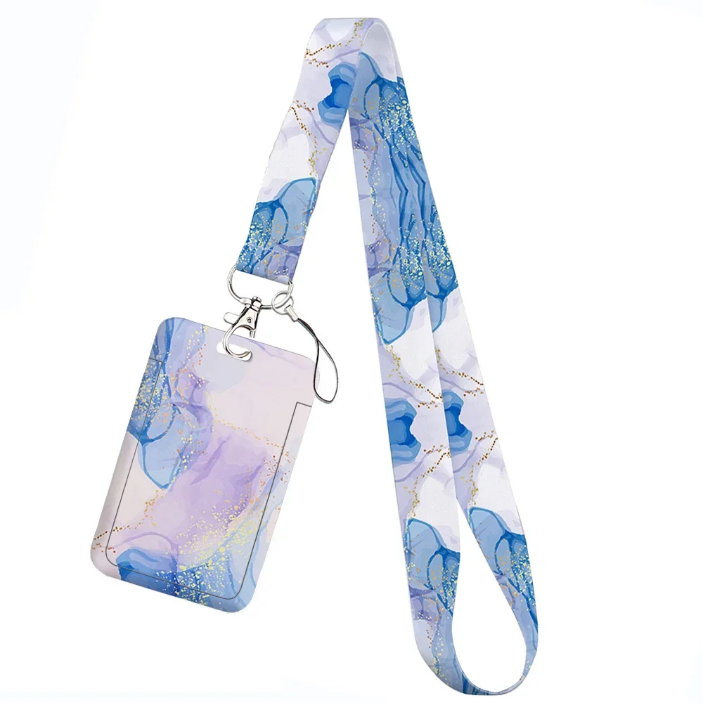 Love Marble Pattern Keychain Holder with Lanyard