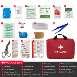 Kit di pronto soccorso multiuso portatile da 80 pezzi Borsa medica di sopravvivenza di salvataggio di emergenza per viaggi in auto da campeggio per escursioni a casa all'aperto