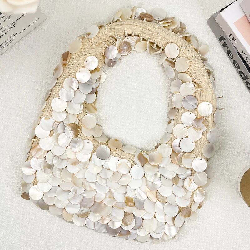 

2026 Spring Summer Handmade New Natural Shell Beaded Handbag New Style Socialite Banquet Style Clutch Purse Casual Handbag