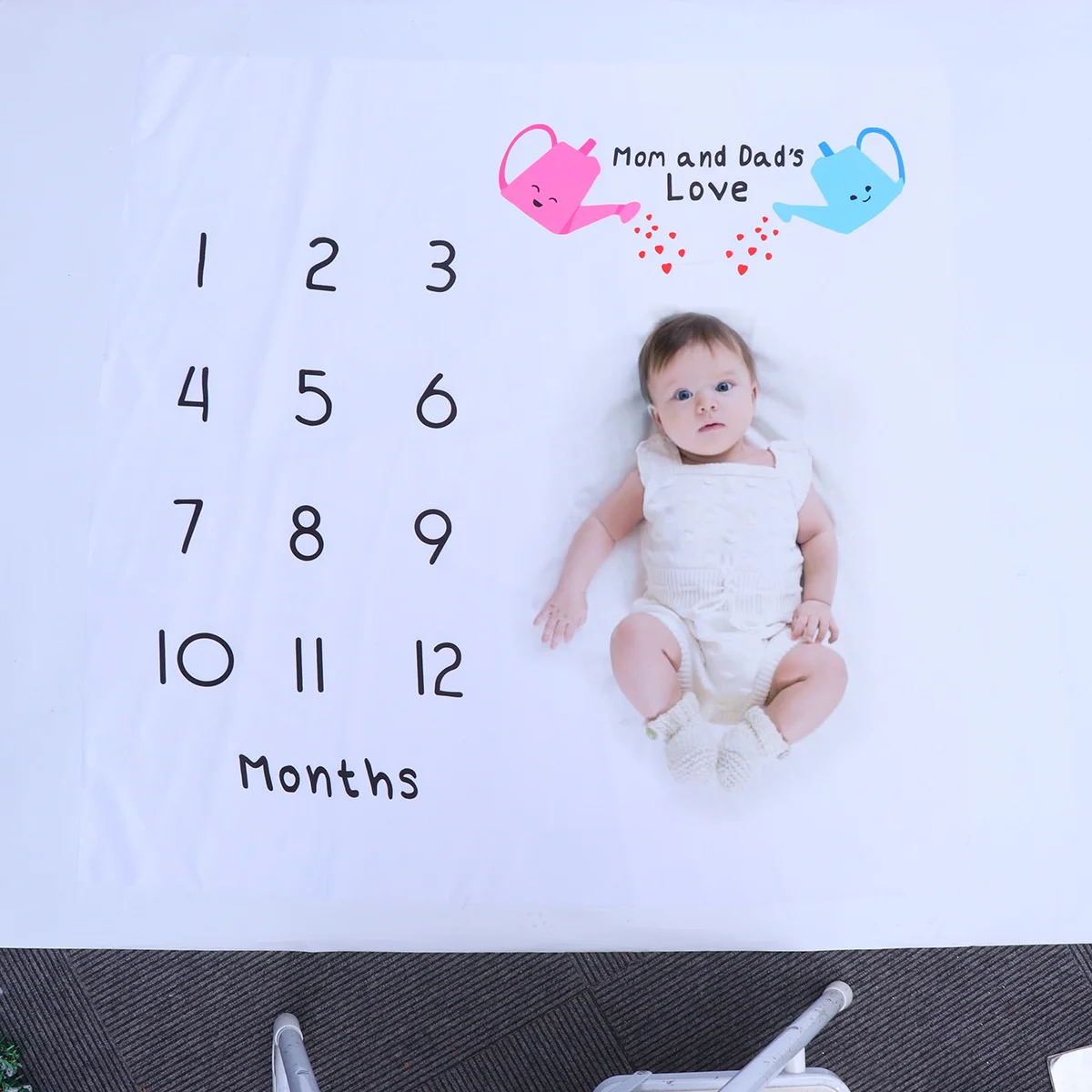 

Baby Blanket Pink Calendar Months Backdrop Single Sided Photography Prop First Year Growth Tracker Photo Album Memory