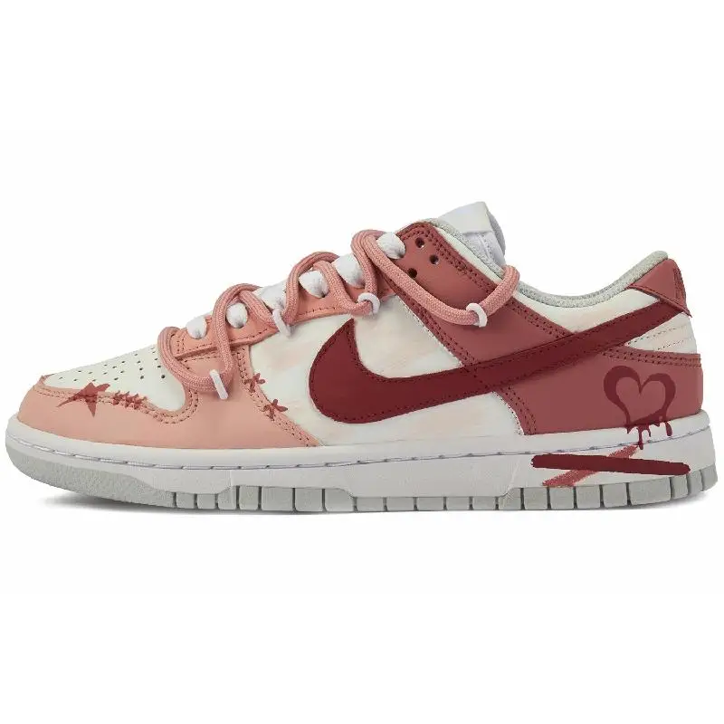 

【Customize】Nike Dunk Skateboarding Shoes Women's Low-top Pink/white/red Sneakers shoes DD1503-103