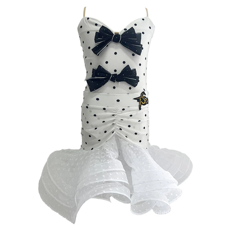 2025 فستان رقص لاتيني بدلة جديدة للفتيات للربيع والصيف شبكة ممارسة المهنية المنافسة أداء فستان رقص الملابس