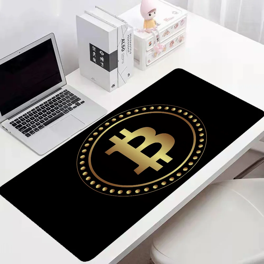 Bitcoin Desktops Mause Pad Gaming Setup Accessoires Mousepad Gamer 900X400 Muismatten Computermat Toetsenbord Verlengd Bureau Xxl Pc