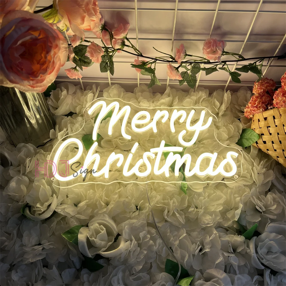 

Merry Christmas Neon Led Sign Dimmable Light Up Sign Wall Art Home Room Coffee shop Decor for Party New Year LED Lights Present