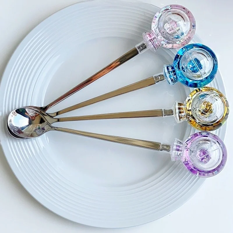 

Ins Inspired Stainless Steel Spoon Candy Colored Cultery Set Beautiful Flowing Sand Star Dinnerware Home Decor And Gifts