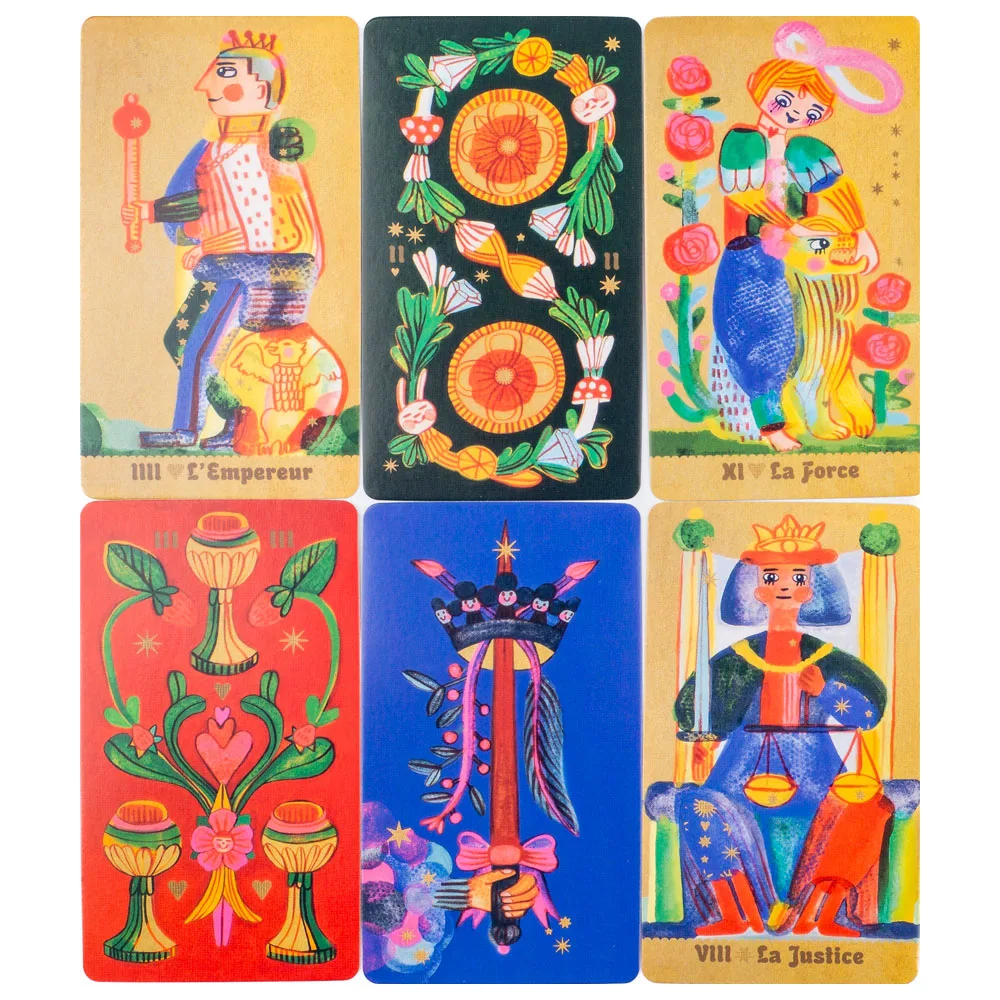 Pipspeak Tarot-Wahrsagungsdeck im Marseille-Stil für Familientreffen, 83 Karten, spannendes Wahrsagerei-Brettspiel, 10,3 x 6 cm