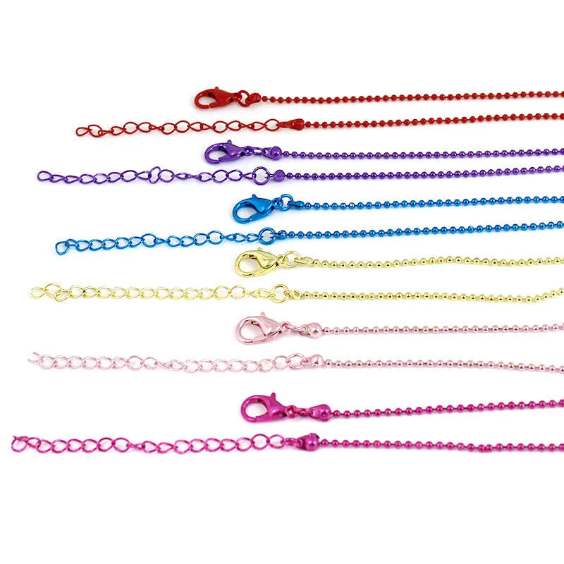 5 шт., 1,5 мм, длина 50 см + 5 см, разноцветные цепочки с шариками и бусинами, ожерелье для подвесок, аксессуары для изготовления ювелирных изделий своими руками, 17,7 дюйма