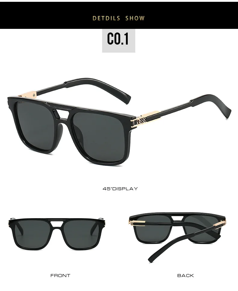 2025 neue Doppelstrahl-Quadrat-Sonnenbrille, Markendesigner, Gitter, Mode, Fahren, Reisen, Urlaub, Sonnenschutz, Brille, Oculos – Detail 7