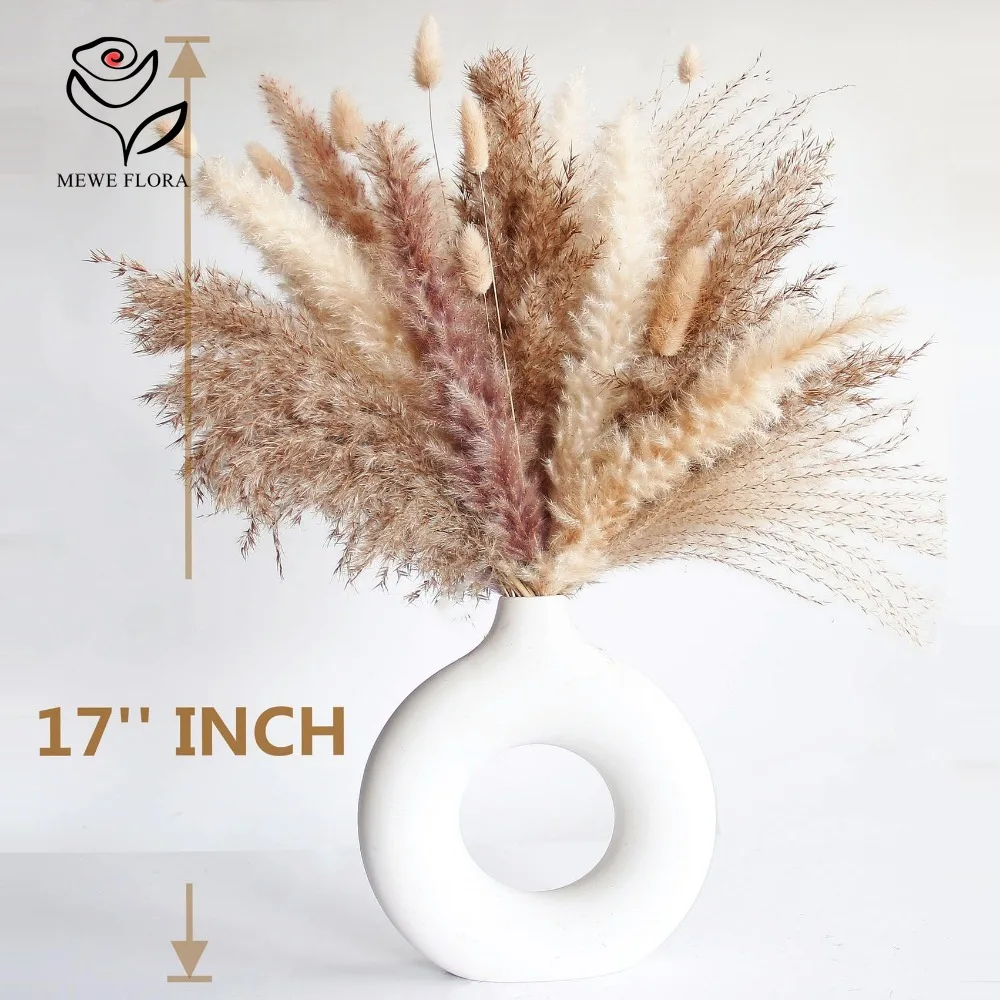 120 Stück flauschiger Pampas-Häschen-Schwanz, Gras, getrocknete künstliche Blumen, Blumenstrauß für Badezimmer, Wand, Büro, Boho, Zuhause, Hochzeitsdekorationen