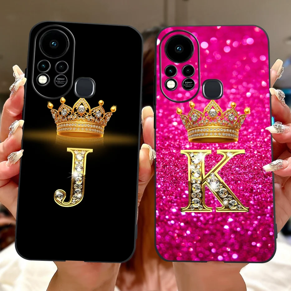 For Infinix Hot 11S Case X6812 X6812B Stylish Crown Letters Cover Soft Silicone Phone Case For Infinix Hot 11s NFC Hot11s Fundas