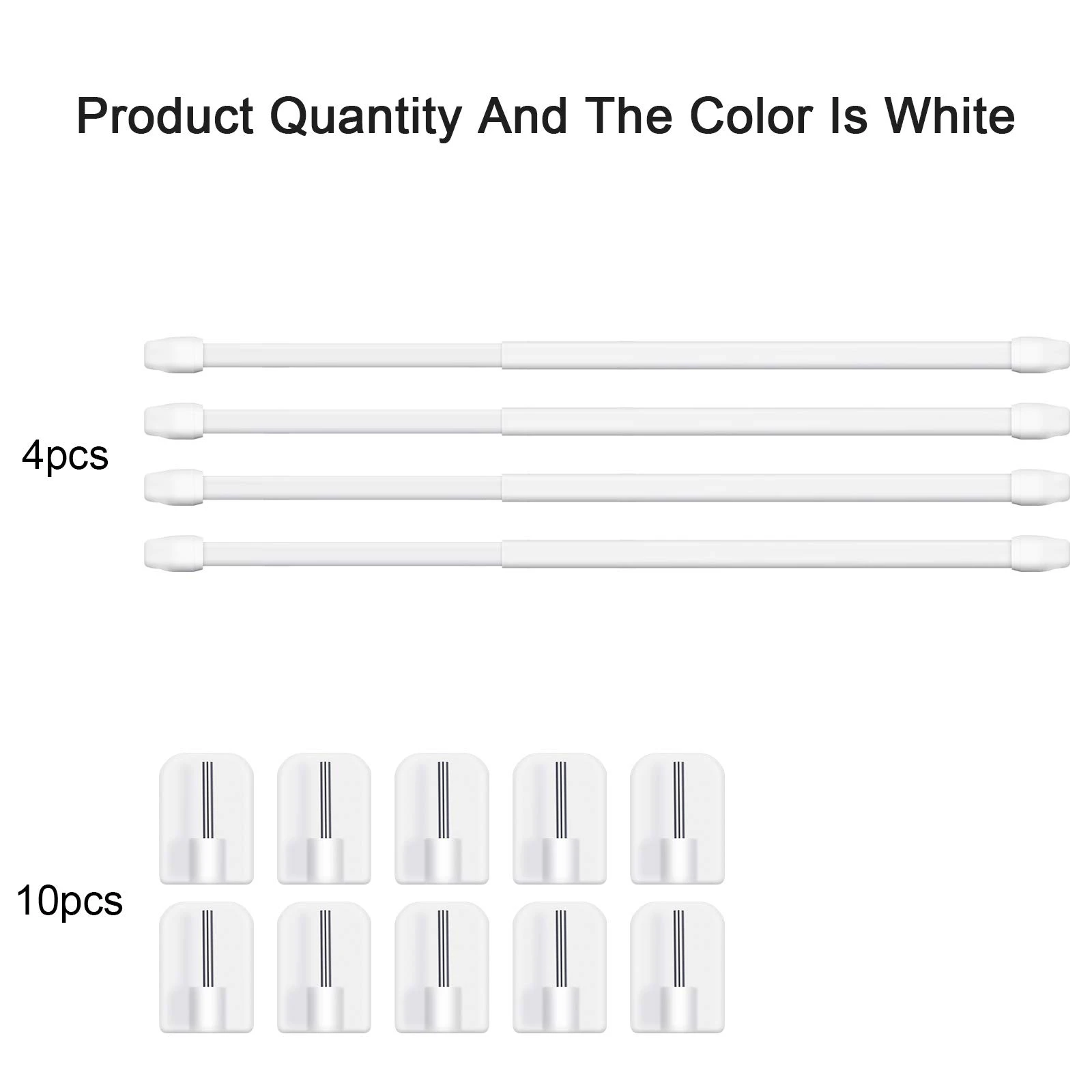4Pcs Adjustable Curtain Rod Bathroom Bar Shower Extendable Telescopic Poles Without Drilling Hanger Rods for Kitchen Home Hotel view 6
