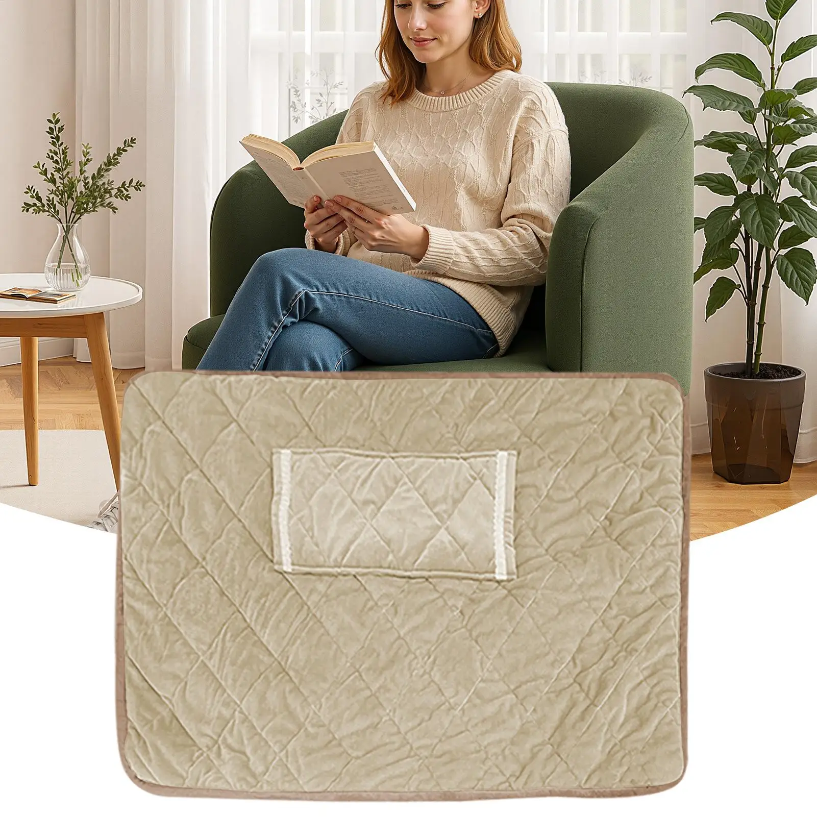 

Одеяло с подогревом, одеяло с быстрым нагревом USB и большим карманом для рук, моющееся плюшевое электрическое одеяло, мягкое моющееся одеяло