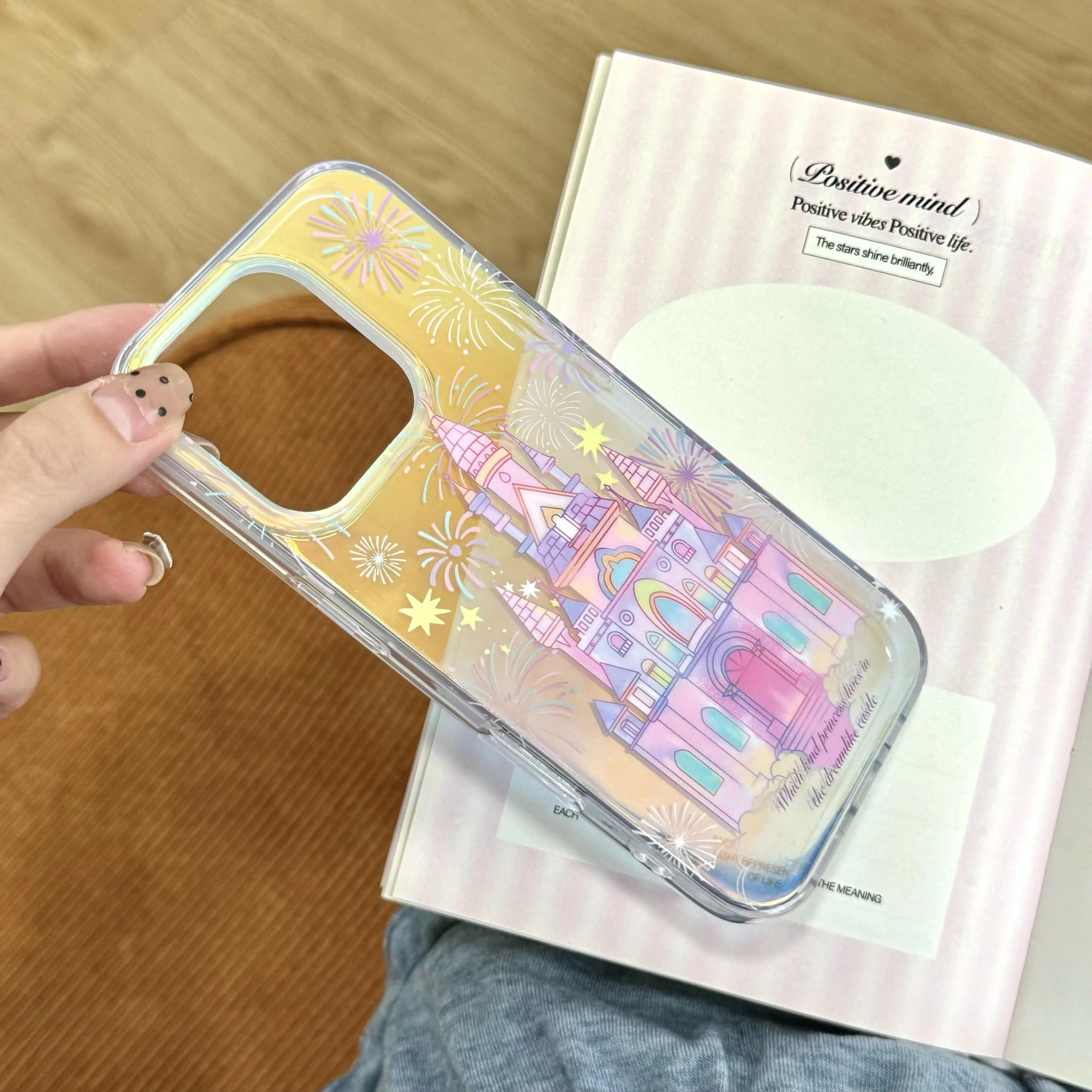 Creative Transparent Laser Castle In Fairy-tale Girly Phone Case for iPhone 16 15 14 11 12 13 Pro Max Plus Back Cover