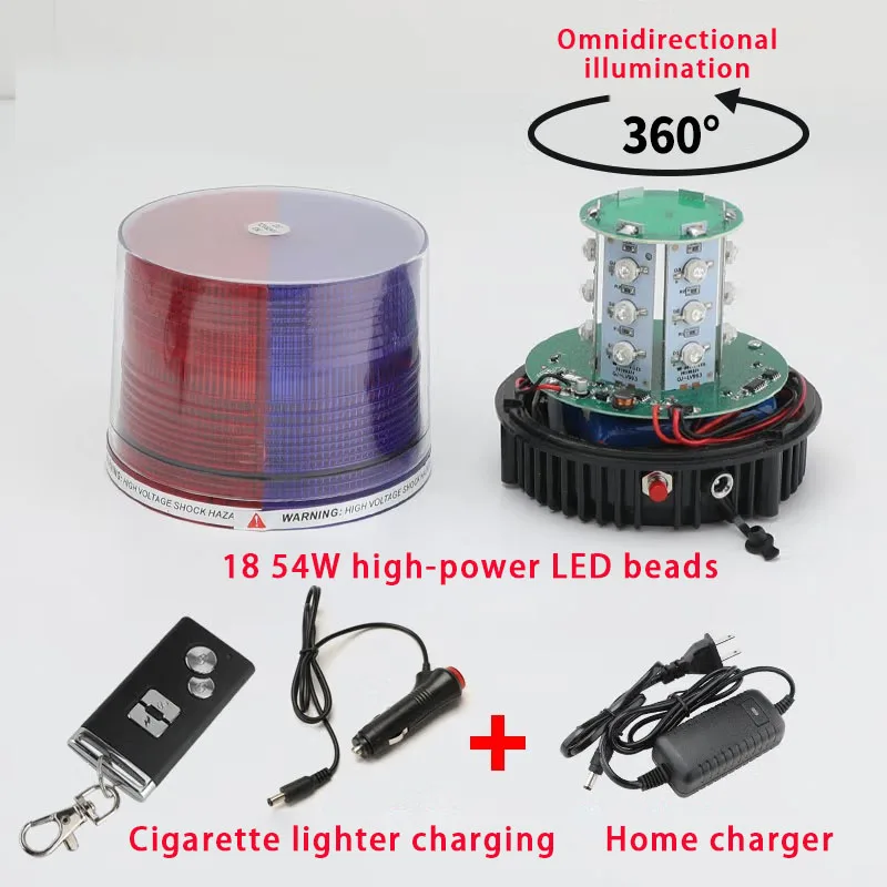 LED Strobe Warning Light Emergency Beacon Car Magnetic Base Wireless Remote Auto 12-24V Red Blue Yellow Flashing Light Roof Top