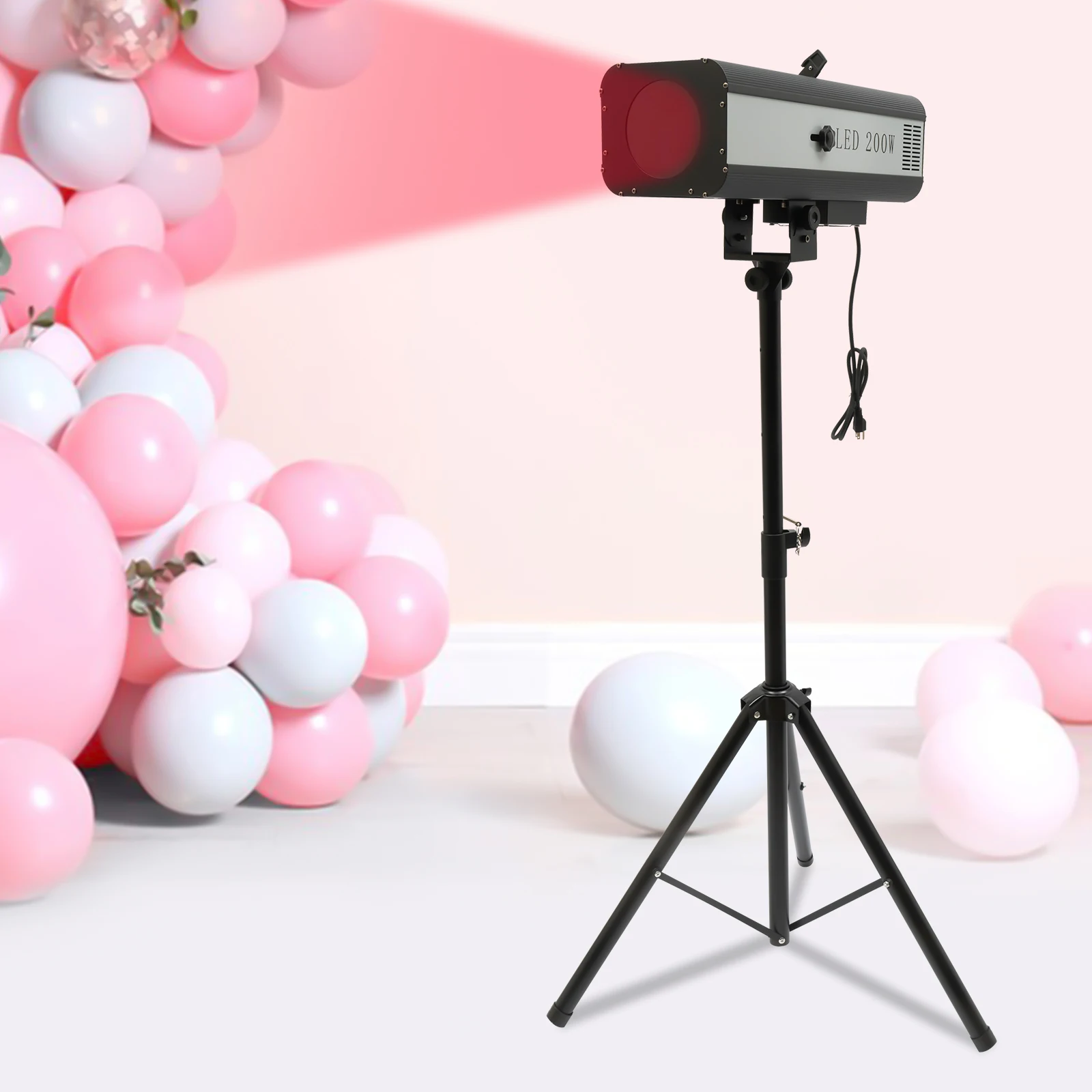 200W LED는 극장 결혼식 생일 파티 및 공연을 위한 스탠드 다색 수동 제어 조명이 있는 무대 스포트라이트를 따릅니다.