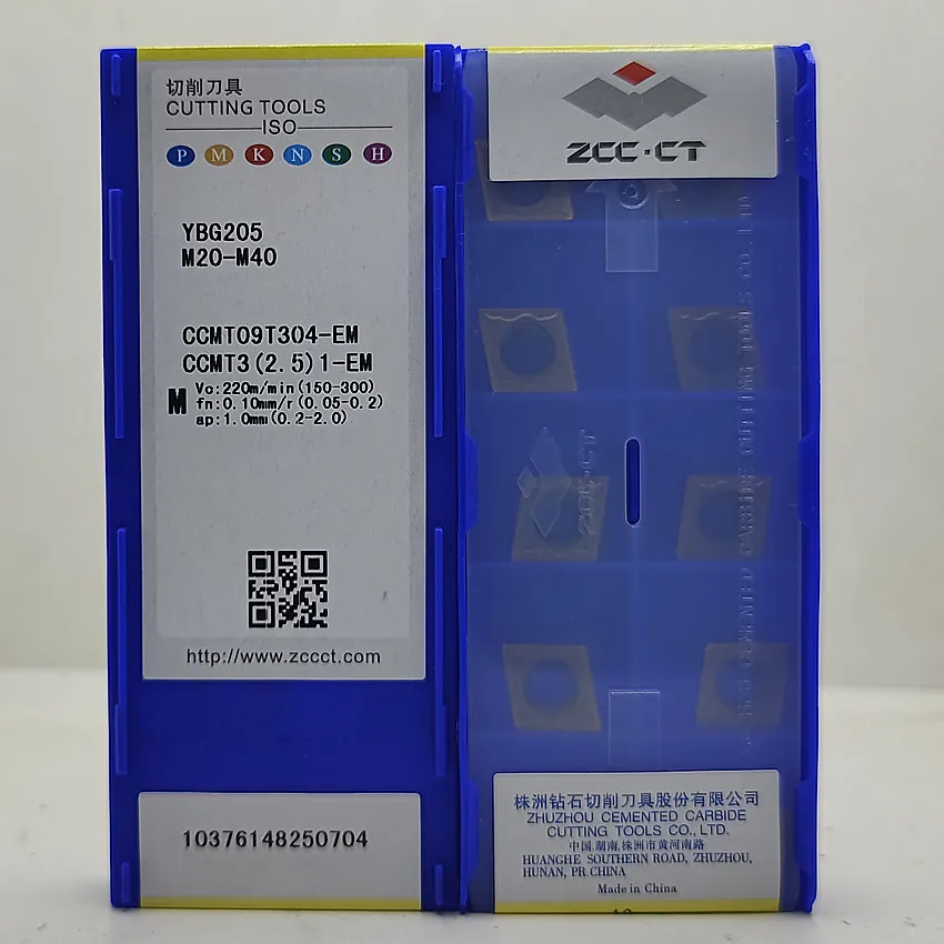 

CCMT09T304-EM YBG205 YBG202 YBG205H YBM253 YBM215 YBM153 ZCC.CT CCMT32.51-EM CNC blade carbide inserts turning tools 10pcs/box
