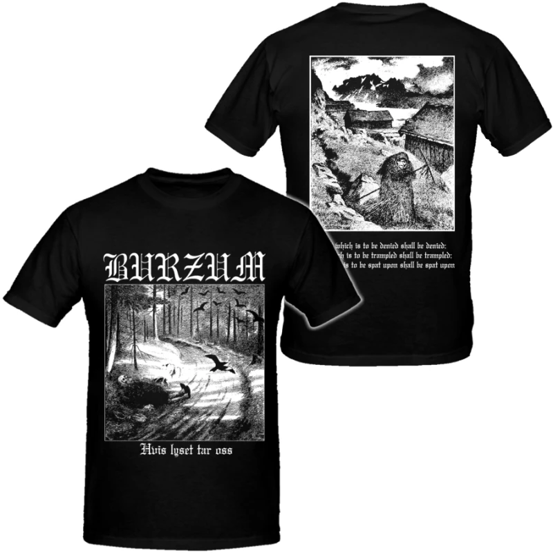 Camisetas Masculinas Burzum de Hip Hop Heavy Metal, Camiseta de Algodão Unissex, Moda de Verão, Manga Curta, Marca Vintage