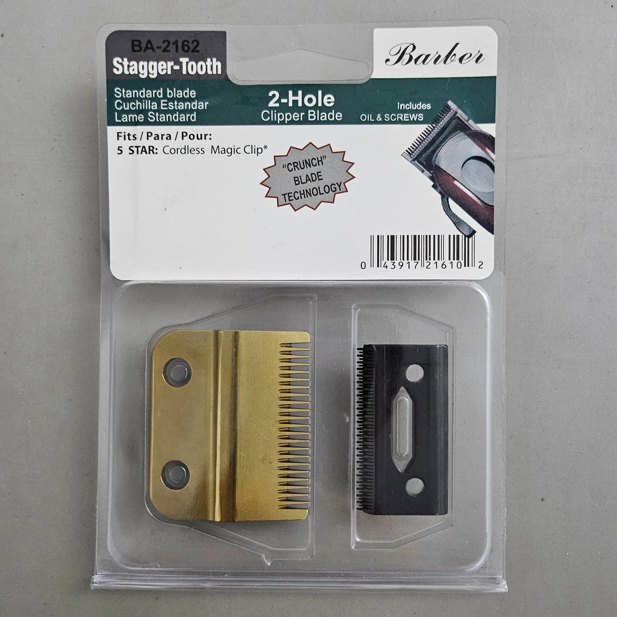 #2162，Gold Professional Replacement 2-Hole Clipper Blade Compatible With Wahl 5 Star Cordless Magic Clip 8148 Hair Clippers