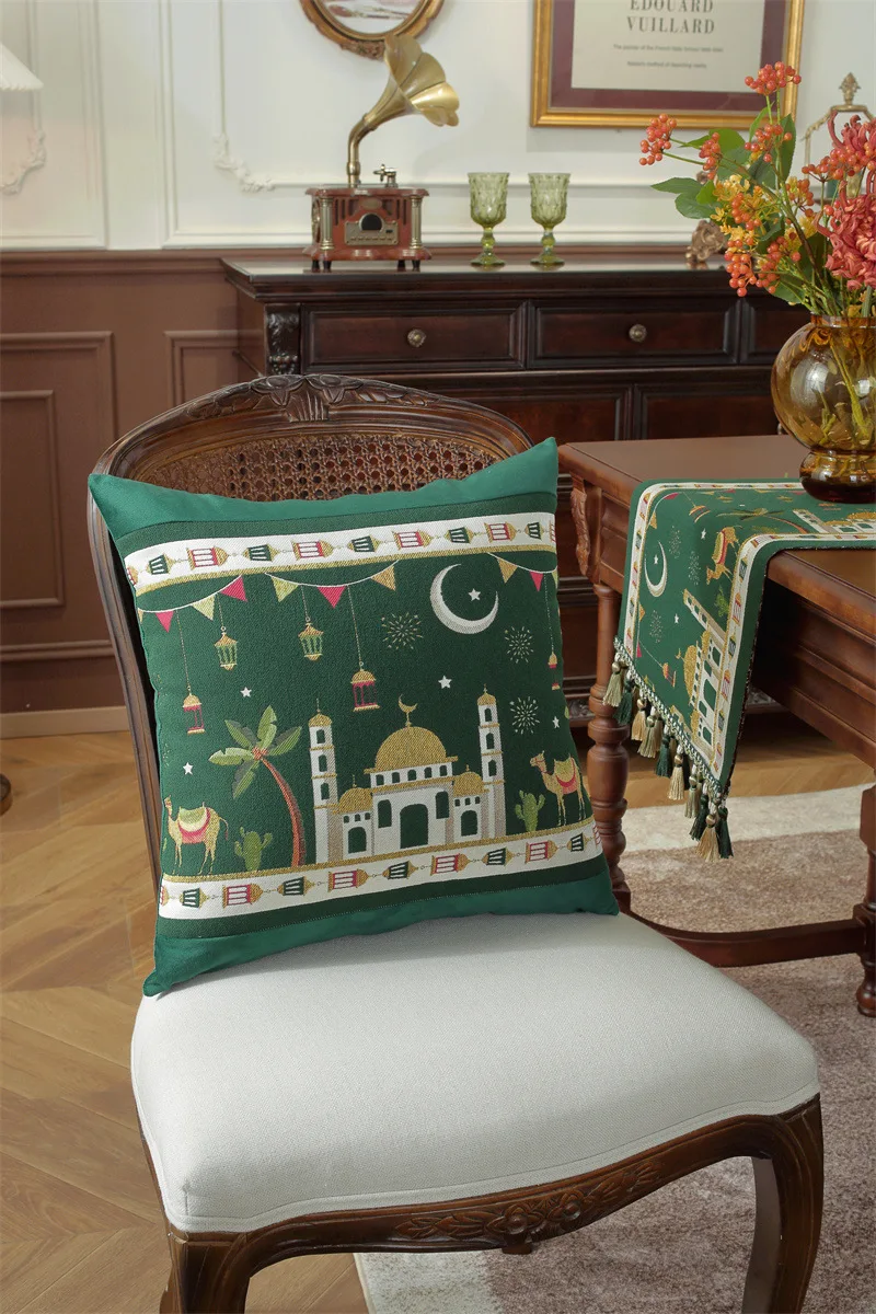 Gewebter Jacquard-Stern-Mond-Schloss-Kamel-Patchwork-Kissenbezug Cojines Wohnzimmer-Sofa-Dekoration Rückenlehnen-Kissenbezüge – Detail 24