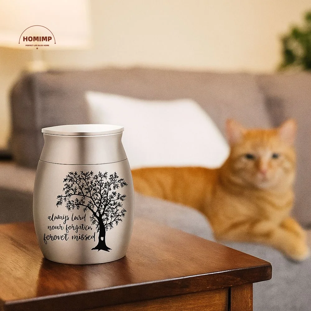 

Aluminum Alloy Pet Ashes Container Tree Pattern Waterproof Dog Cat Memorial Urn Dustproof with Lid Keepsake Burial Jar