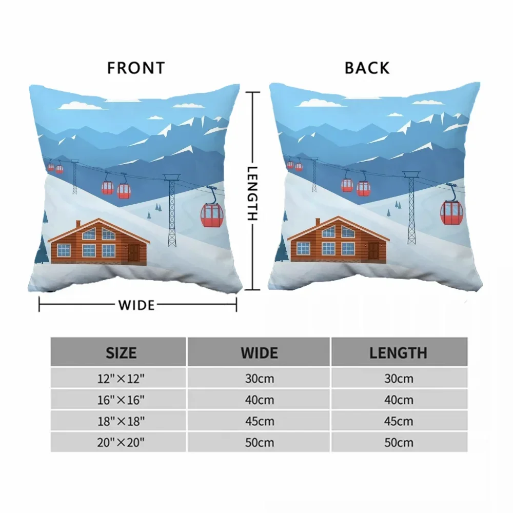 Ski Resort Ski Prop Pattern Prin Decorative Pillows for Sofa Cushions Covers Home Decoration Accessories Children\'s Cushion Bed