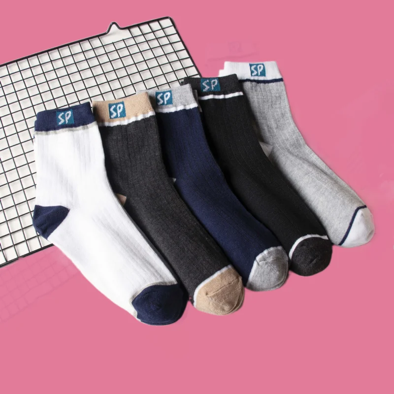 Chaussettes mi-tube respirantes pour hommes, chaussettes de sport décontractées, chaussettes d'affaires confortables, chaussettes de basket-ball à lettres, 5/10 paires