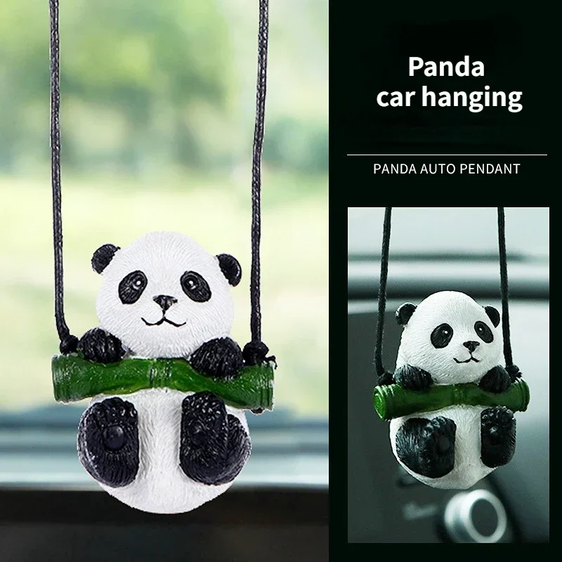 

Panda Car Rearview Mirror Pendant Swing Cat Pendant Lanyard Personality Car Hanging Ornament Car Accessories Funny Car Decor