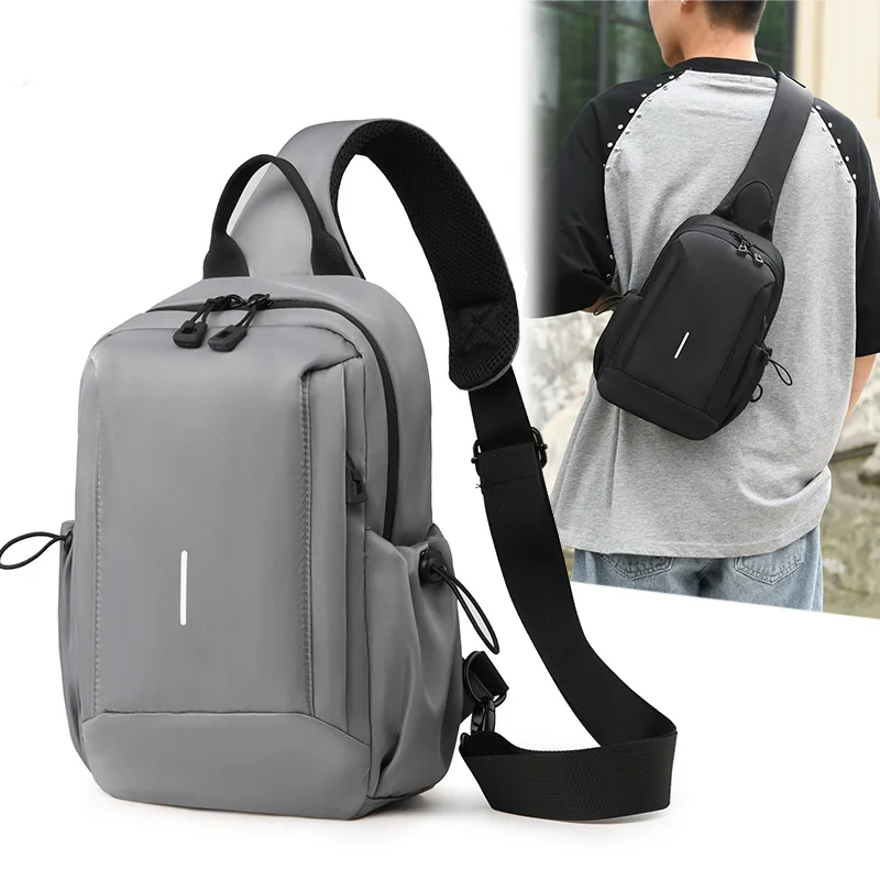 

Модная простая нейлоновая нагрудная сумка, мужская уличная повседневная модная мужская сумка через плечо, водонепроницаемая сумка через плечо большой вместительности