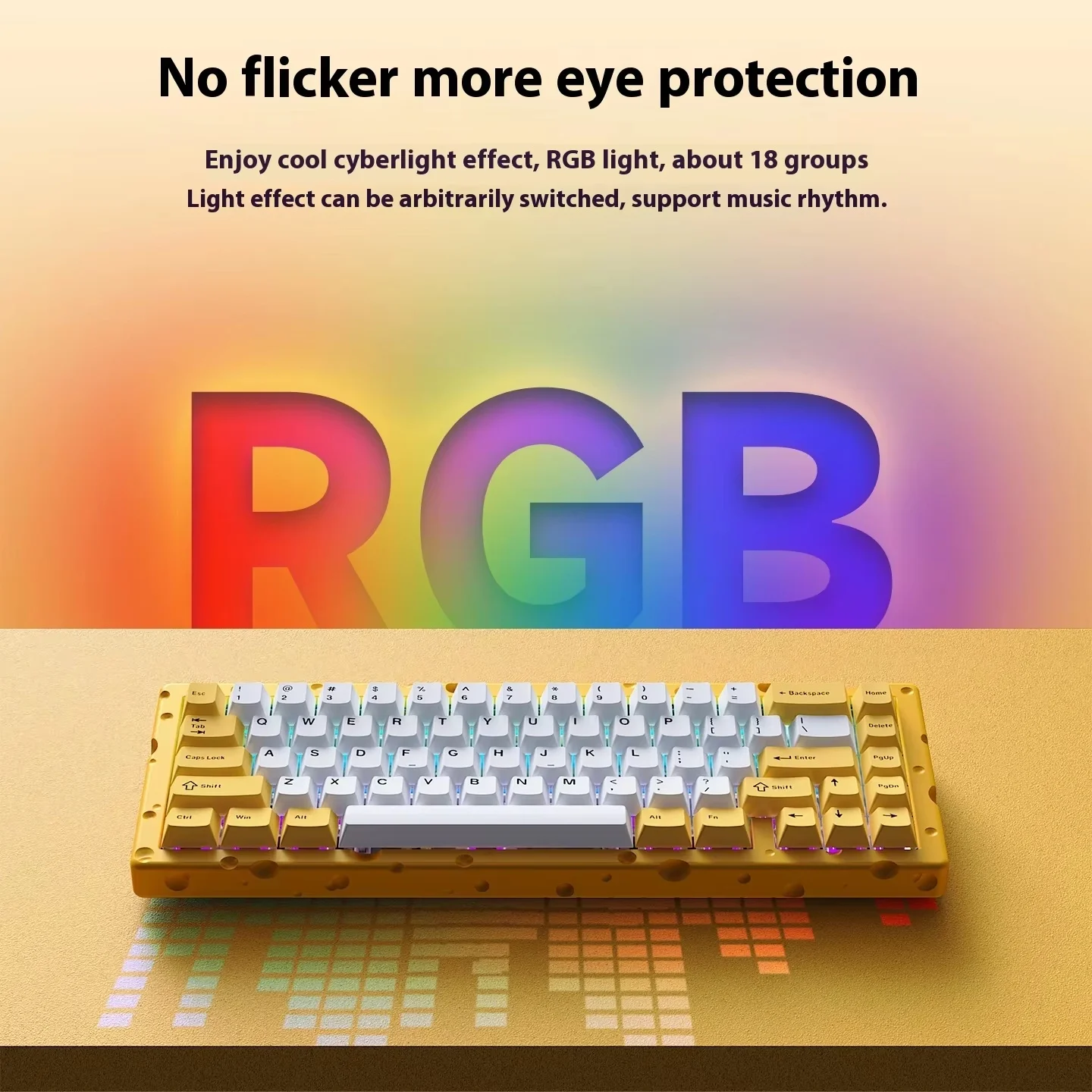 

AJAZZ AC067 сырная тема, индивидуальная механическая клавиатура, игровая прокладка, структура, горячая замена, проводной светильник, криптон, подарок