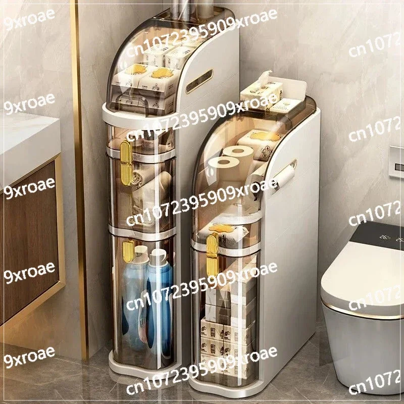 Toilet Gap Storage Cabinet Floor Narrow Cabinet Bathroom Organizer with Waterproof Cover Installation Free Bathroom Cabinets