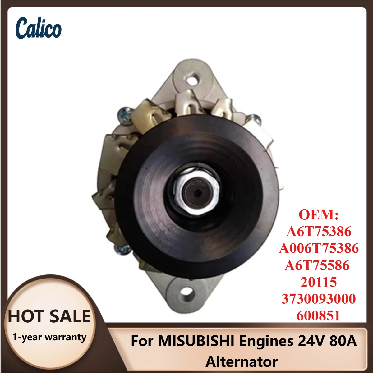 

Hot Selling Suitable for MISUBISHI Engines 24V 80A Alternator A6T75386 A006T75386 A6T75586 20115 3730093000 600851