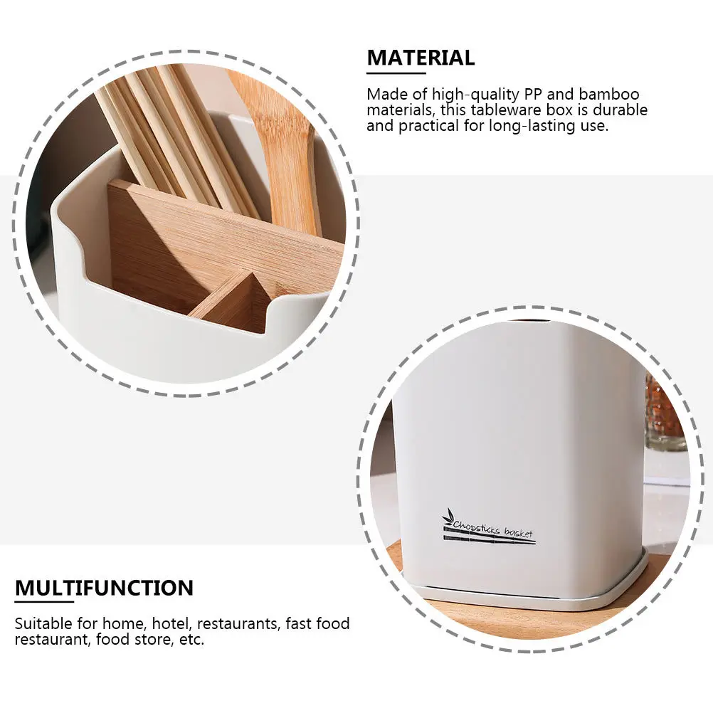 

1Pcs Chopsticks Basket Kitchen Utensil Holder Bamboo Divider Detachable Kitchen Countertop Organizer Spoon Chopsticks Container