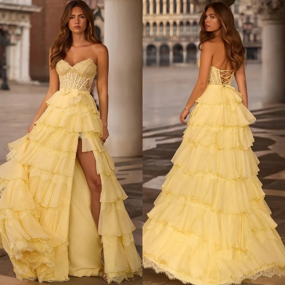 Personalizado estilo moderno elegante jérsei renda em camadas a linha querida vestidos longos sob medida vestidos de ocasião tamanhos disponíveis sexy