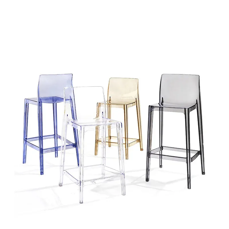 Acrylic Transparent Bar Chair High Plastic Simple Modern Designer Footrest Cafe Recliner Chair Floor Cadeiras Room Furniture