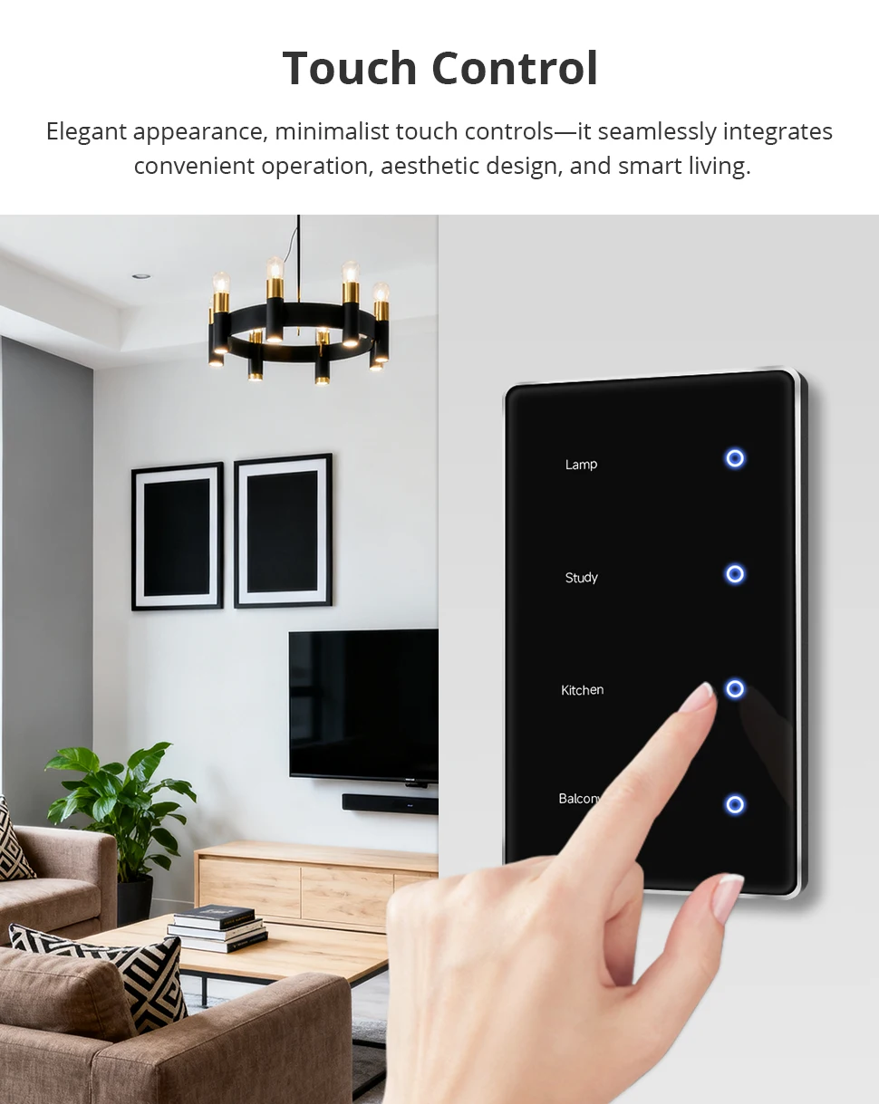 Zemismart Zigbee DIY Namensschalter US Black Touch Panel Smart Display Bildschirm Lichtschalter Funktioniert mit der Tuya Smart Life App – Detail 10