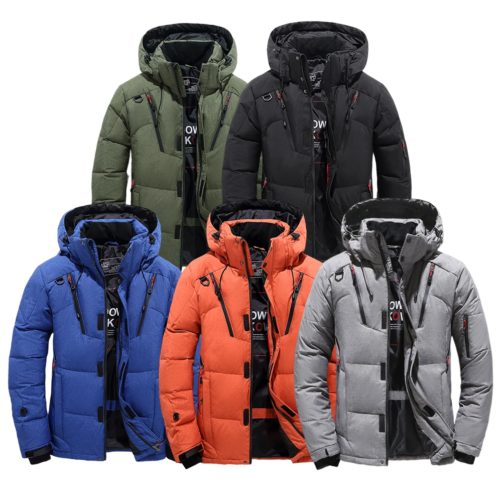 

Men's heavy winter down jackets with hoods, 90% white duck down jackets, men's casual lightweight lined jackets, and warm coats