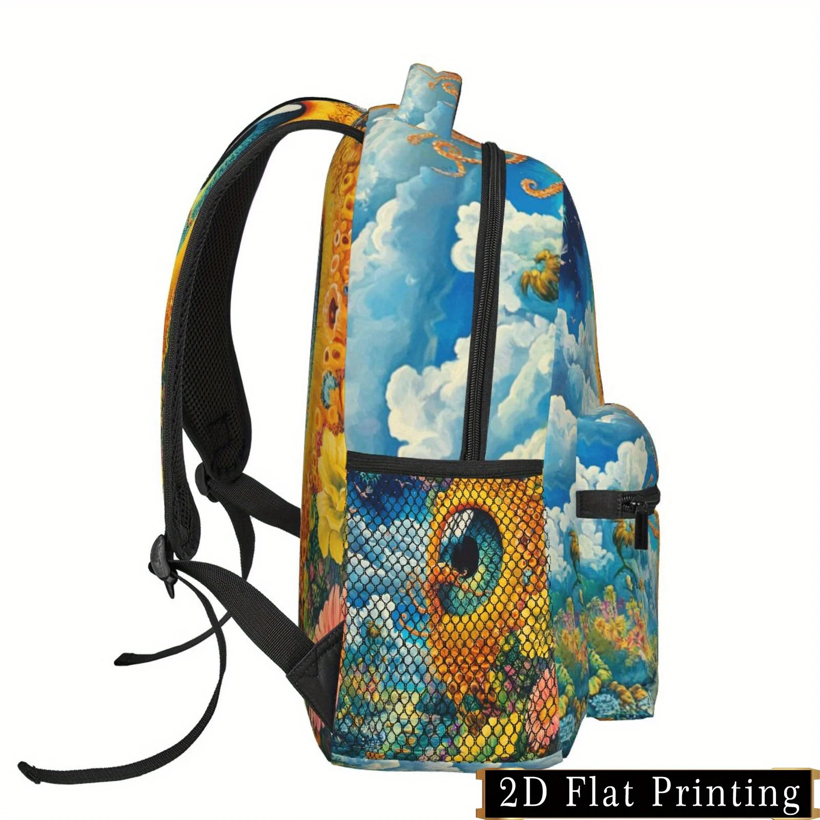 Fantasy Illogical Eye World Scene Print Pattern Shoulder Strap and Waist Protection Design Backpack Fashionable iPad Laptop Bag