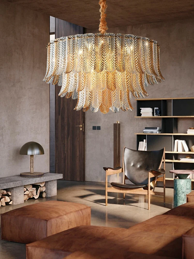 

Постмодернистские роскошные латунные перья, стеклянные потолочные люстры, художественный декор, бытовая техника, декор для гостиной, обеденного стола, скандинавские светильники